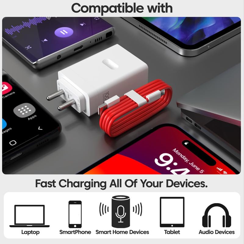 Image of Original 100W Type USB A Supervooc Charger Adapter Compatible with Oneplus 12R /12 /11R /11 /10 Pro /10 /10T /10R /9 Pro /9Rt | Ce 4 /3 /2 /4 Lite /Ce3 Lite /Nord 4 /3 /2 /2T Adaptor, White