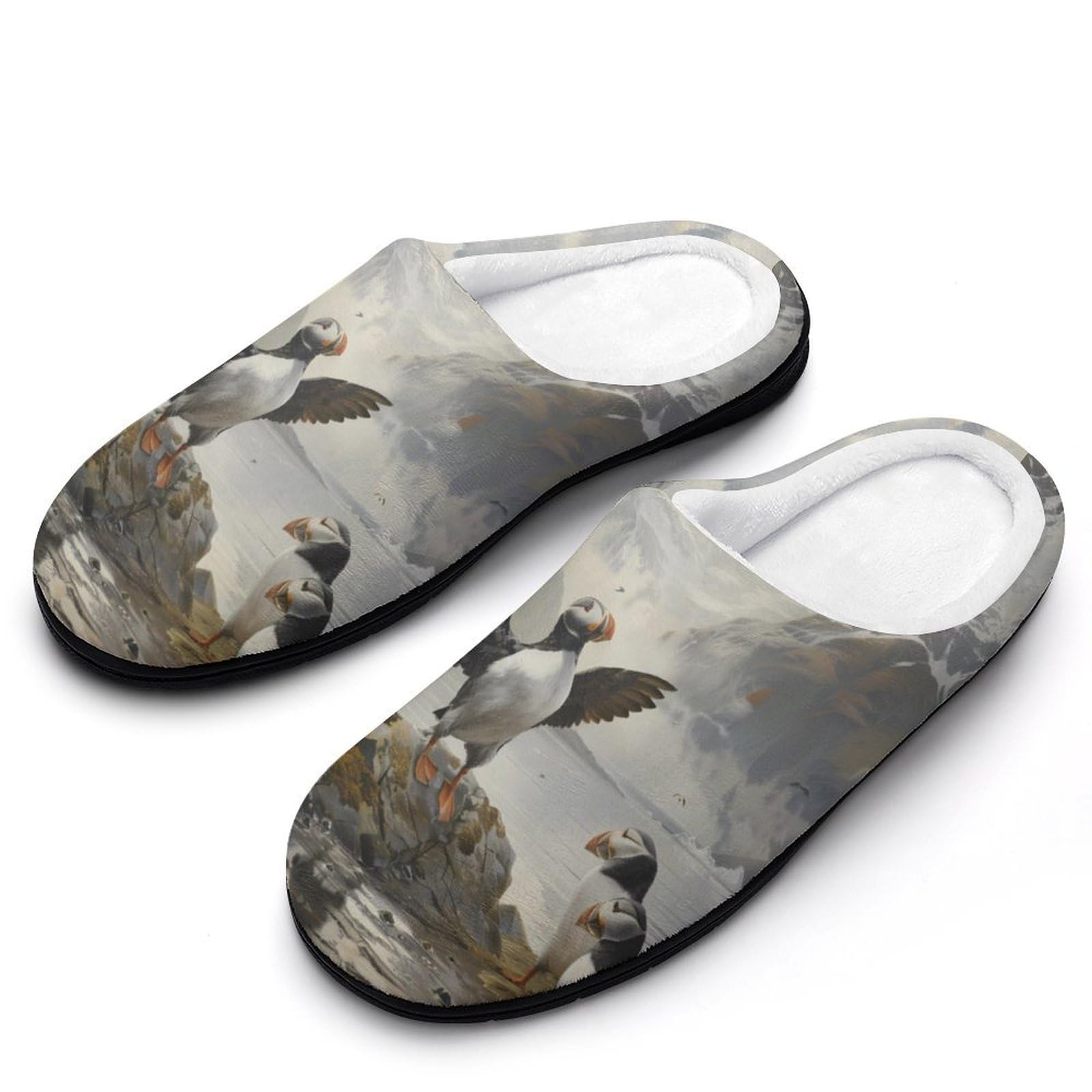 Puffins Womens Cotton Slippers Non-Slip Bedroom Slipper Cute House Shoes for Indoor And Outdoor