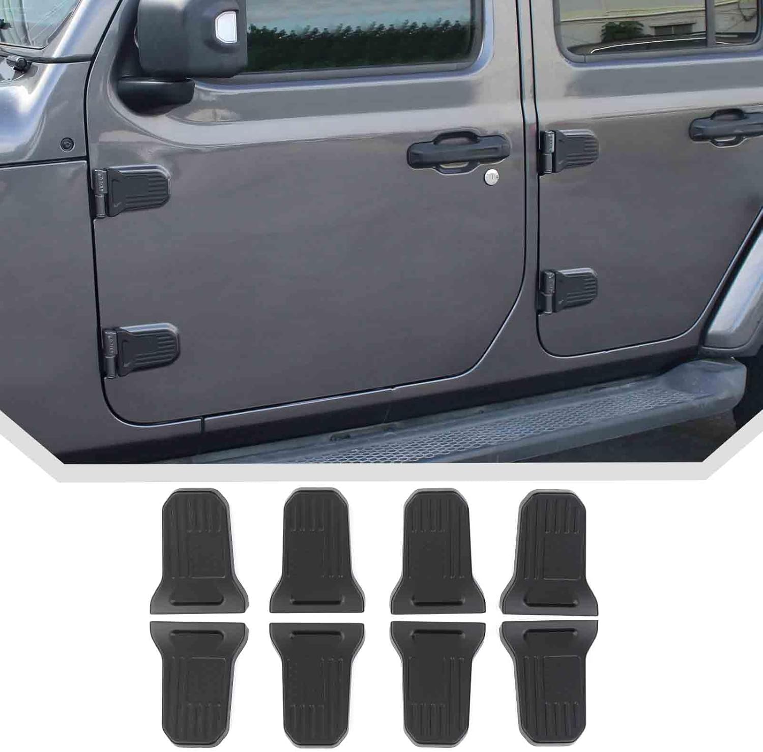 JeCar 8pcs Door Hinge Covers Protector for Jeep Wrangler JL JLU Gladiator JT 2018-2024 4-Door Matte Black Trim Accessories (American Flag)