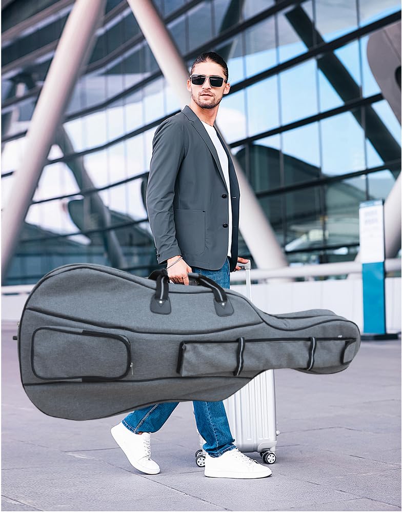 Custodia per violoncello 4/4 per violoncelli elettrici classici, resistente, impermeabile, con cinghie, imbottitura in schiuma ad alta densità, fodera in velluto, tasche in colofonia per