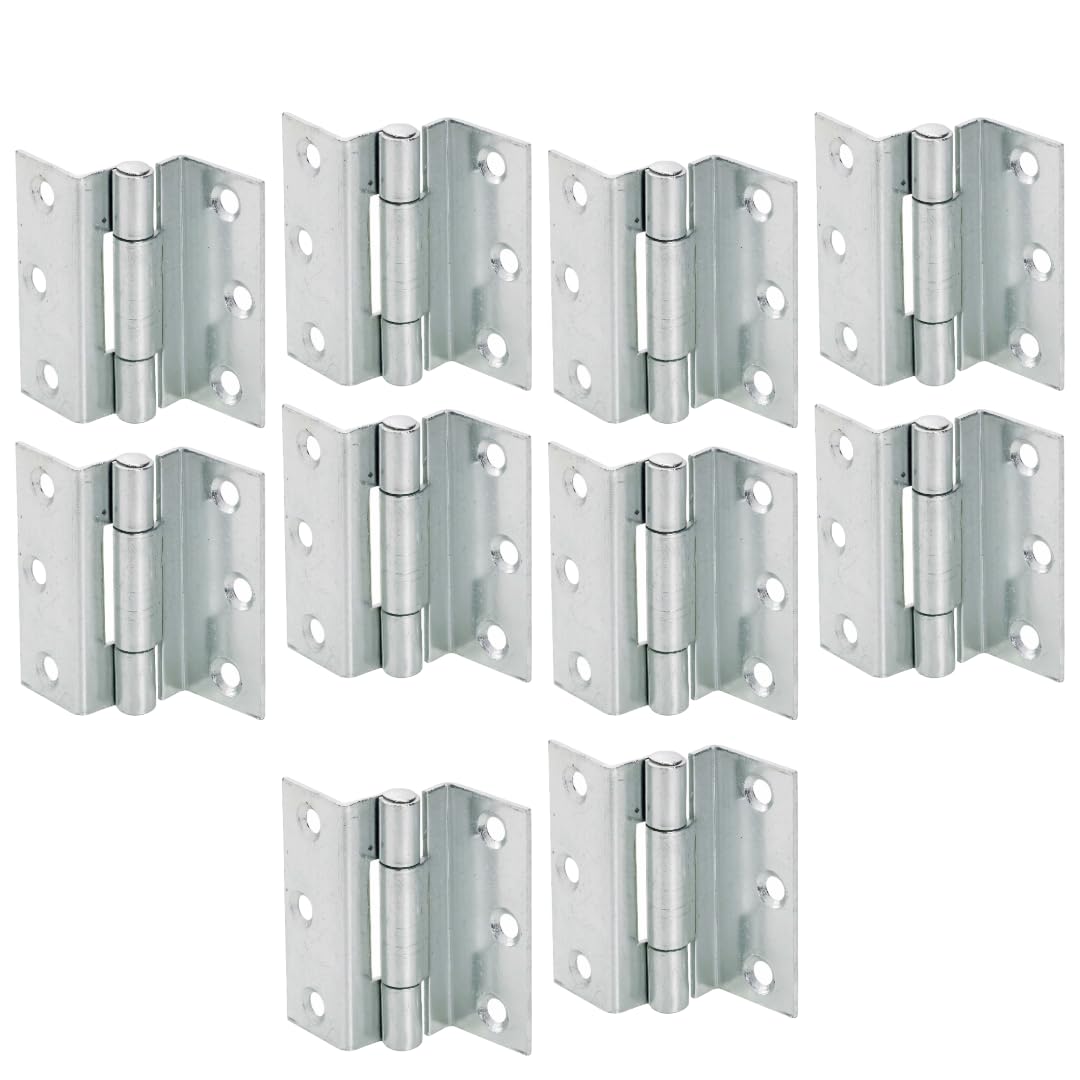 STORMPROOF 63mm Cranked Hinges - Zinc Plated Brass Timber Window Caravan Shut (10, Zinc Plated)