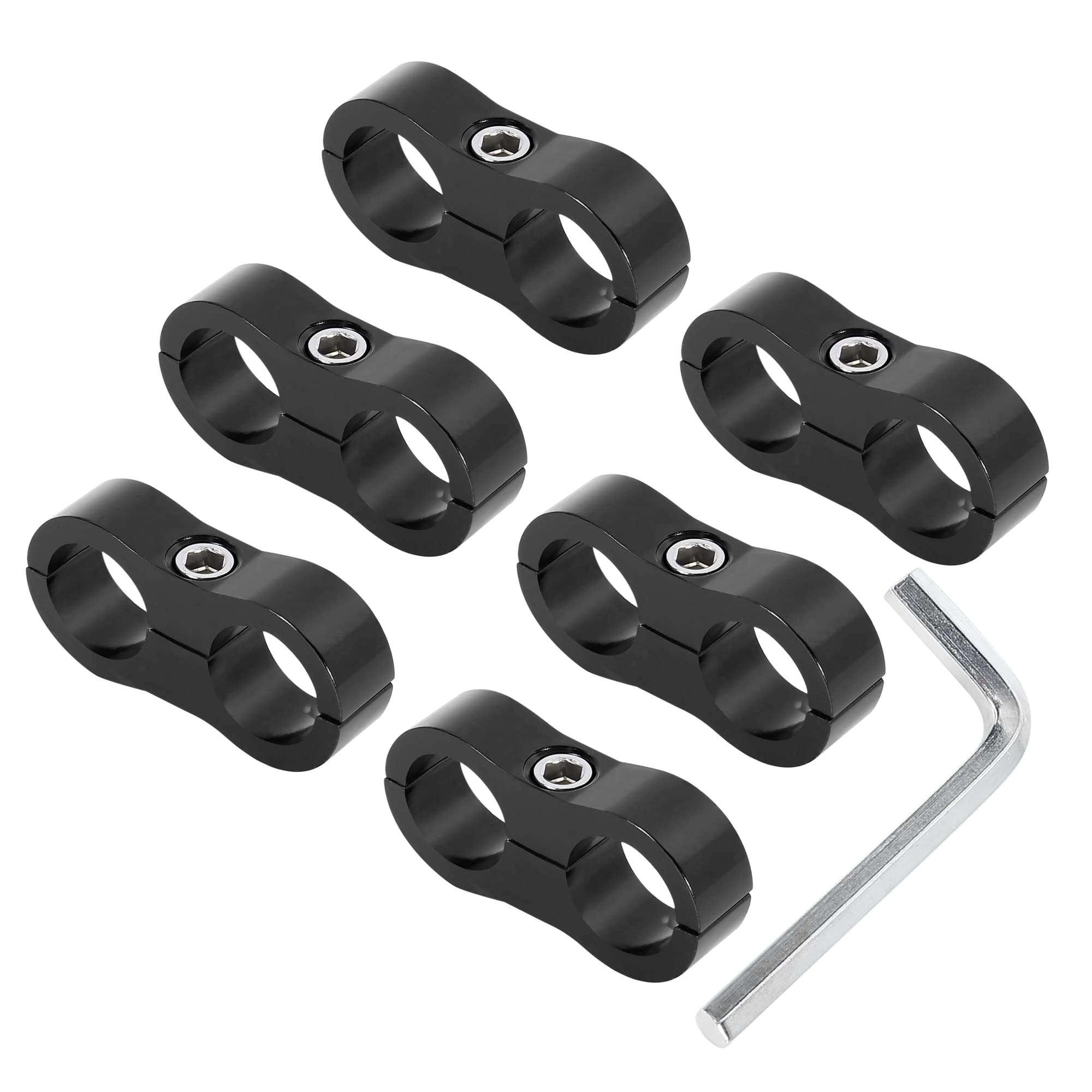 X AUTOHAUX Lot de 4 colliers de serrage hexagonaux AN10 en caoutchouc flexible avec adaptateur de bande à vis pour tube d'huile, carburant, eau, ton argenté