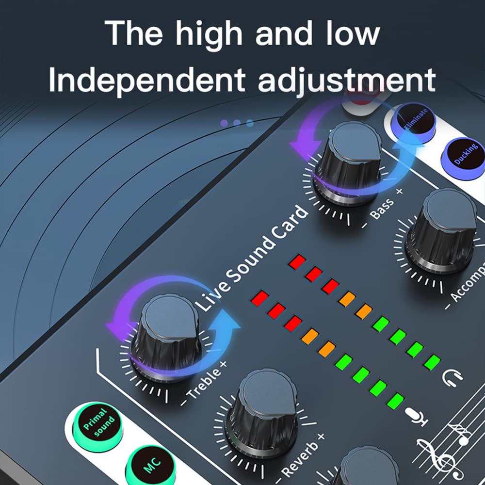 Scheda Audio Mini Mixer Bluetooth, Scheda Audio dal Vivo con Vari Effetti sonori, Scheda Audio per Cambio Voce in Streaming Live per la Registrazione di Musica, Trasmissione di Canto, Nero