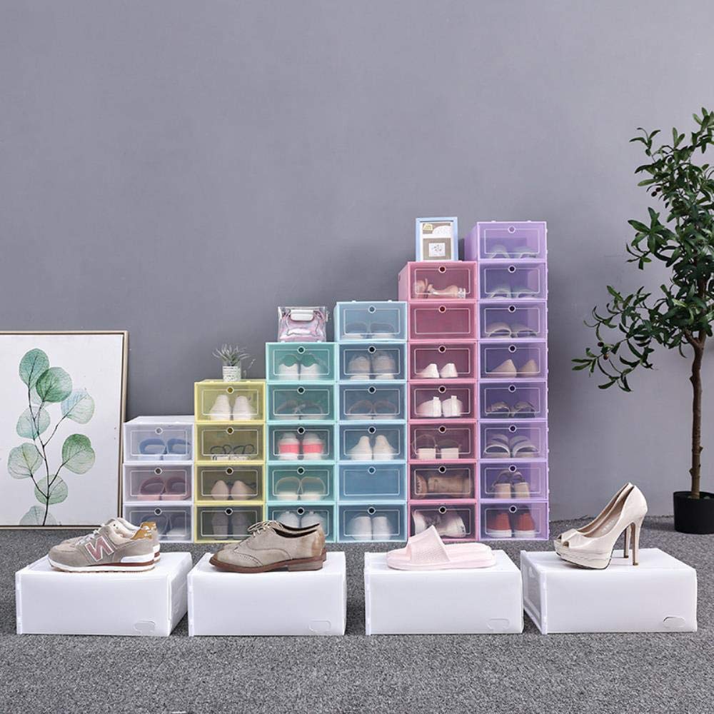 Schuhkarton 12St Schuhkarton-Set Multicolor Faltbarer Aufbewahrungs Kunststoff Klar Startseite Organizer Schuhregal Stapel-Speicher-Organisator,Transparent,35Cmx23Cmx14Cm