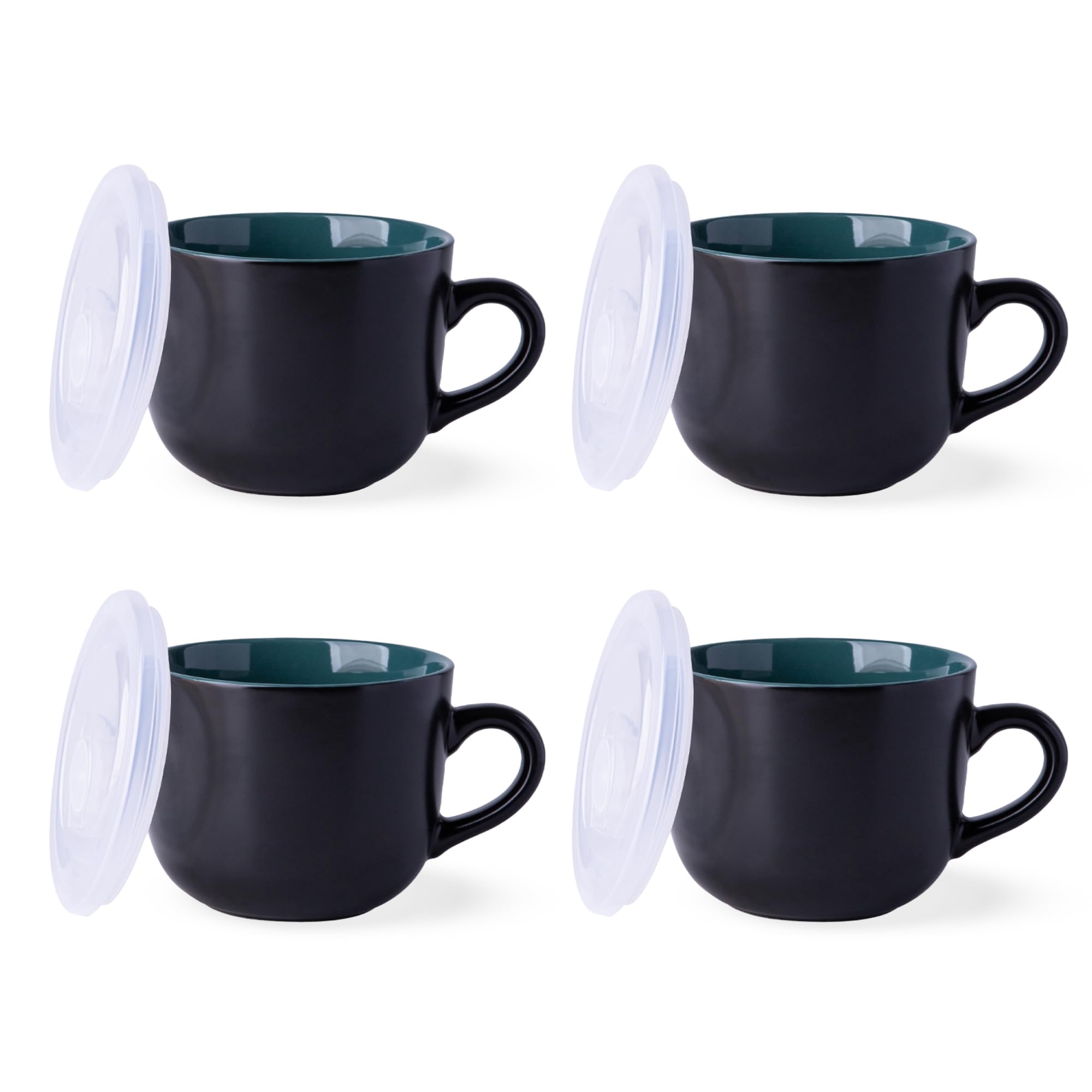 GBHOME Set Di 4 Ciotole In Ceramica Da 680 Ml – Multiuso Per Zuppa, Cereali, Pasta, Insalata, Con Manico, Adatte A Microonde E Lavastoviglie - 3