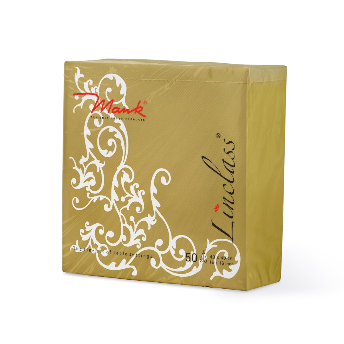 Mank Servietten Pomp Gold Weiß festlich Hochzeitsdeko Serviette goldene Hochzeit Tischdeko Deko 50Stk 40x40cm