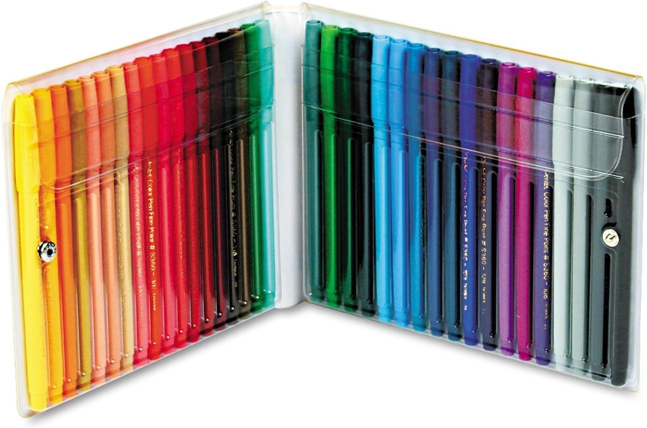 Pentel Arts Color Pen 36 Assorted Color Set with Resealable Carry Case