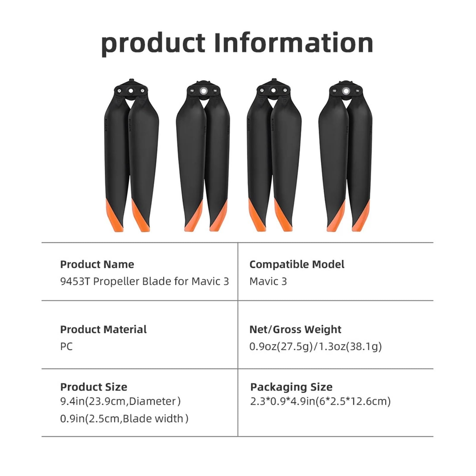 9453T Propeller Quick Release Foldable Props Blade Light Weight Screw Wing for D-JI Mavic 3 Pro/Mavic 3/Mavic 3 Classic