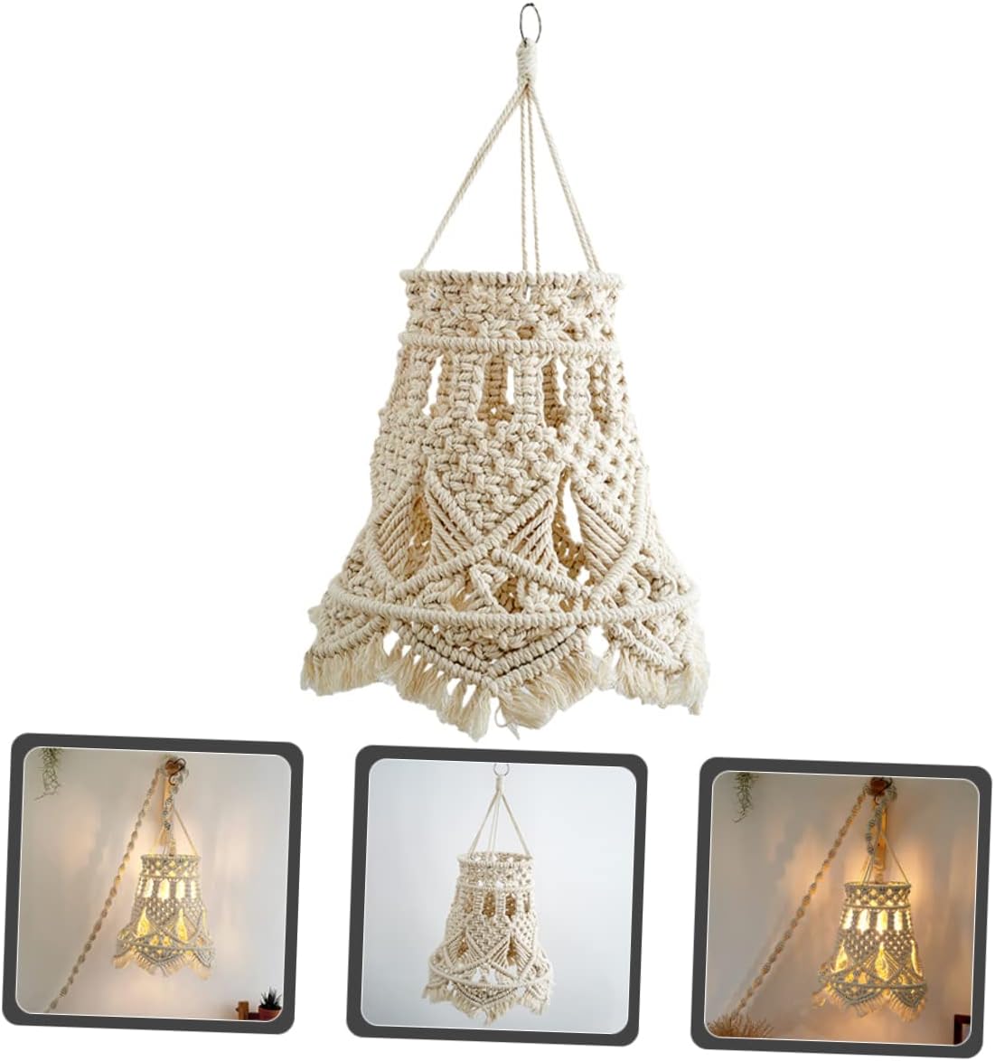 Cabilock Bohemian Handwoven Ceiling Hanging Lamp Shade Replacement Lampshade for Home Decor for Living Room Bedroom Cafe and Wedding Decorations