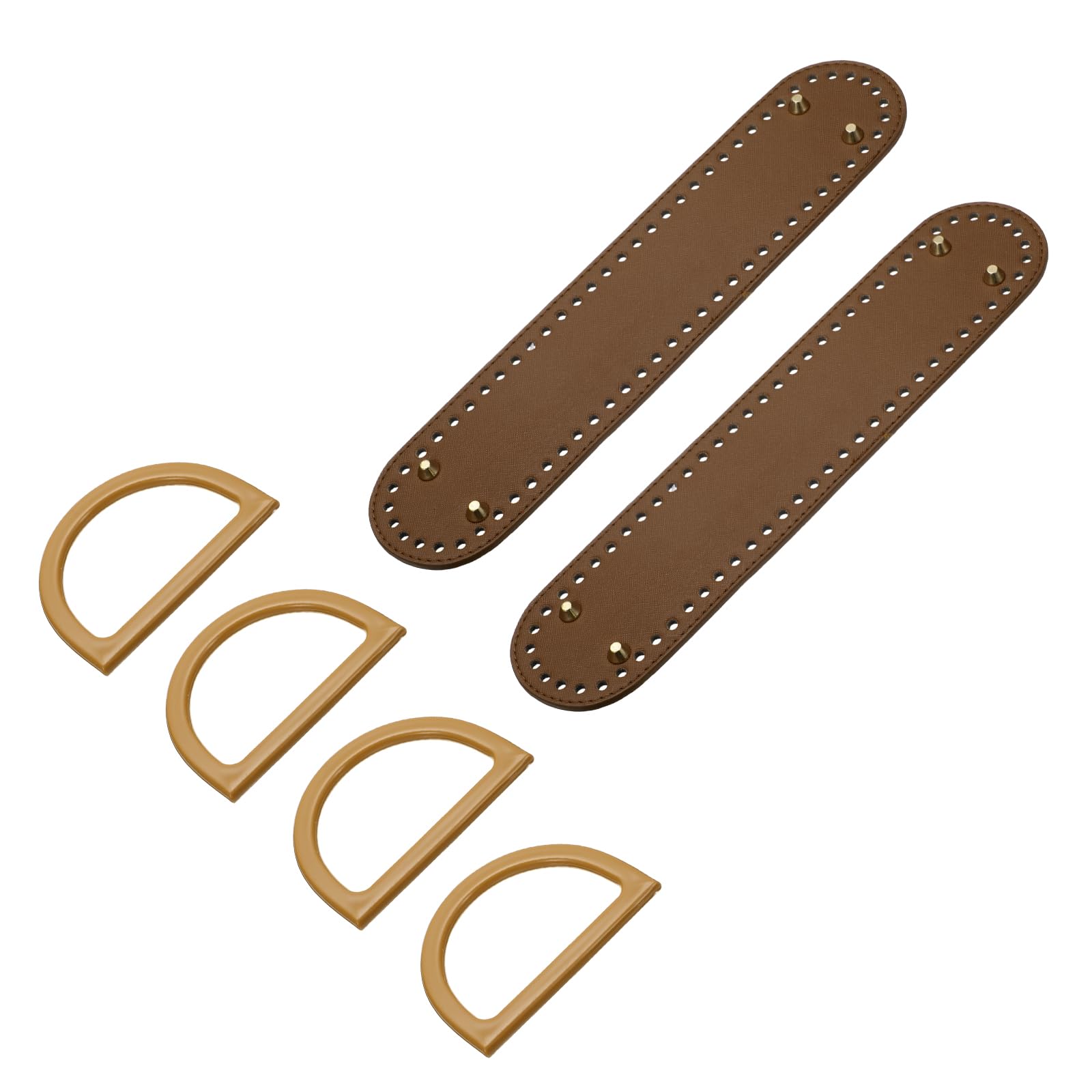 sourcing map 2pcs Bag Bases for Crochet, 12.6" x 2.7" Oval Bag Bottom Shaper with D-Shaped Handles, Crochet Base Purse Bottom for DIY Shoulder Bag Handbag Making Supplies Brown