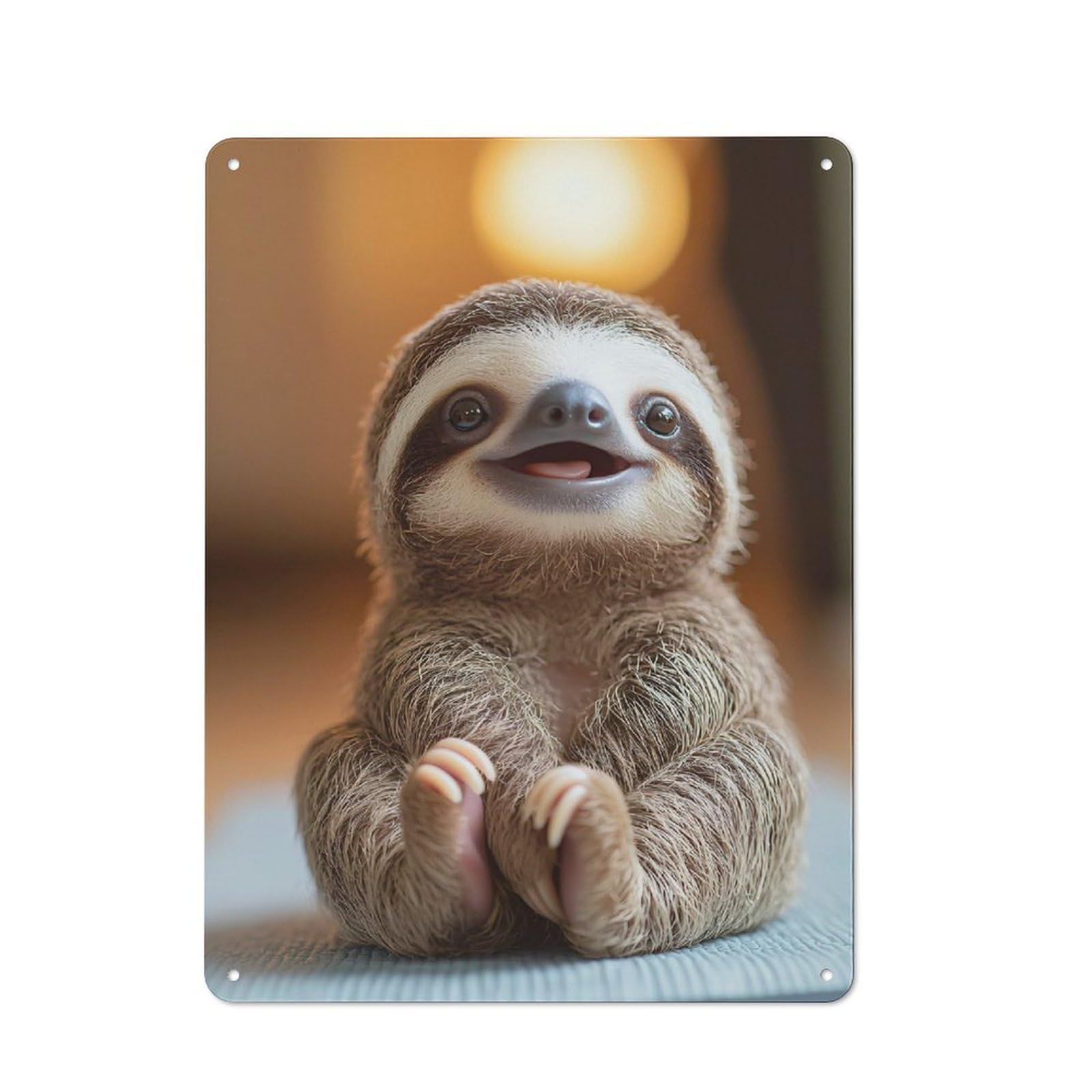 Smiling Sloth Creative Metal Wall Decor 40x30cm, Metal Desk Wall Sign for Hobby Room, Office, Lounge Or Living Room