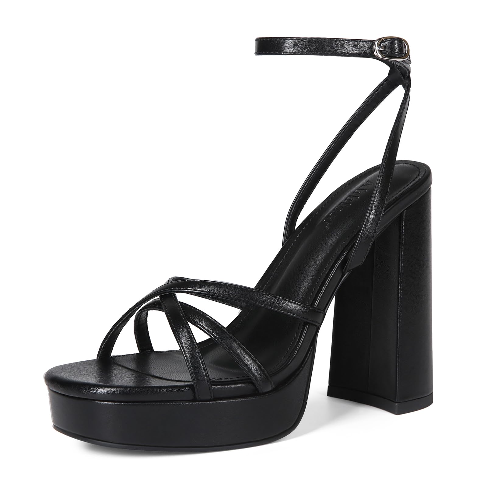 Abbleet Platform Heels for Women Strappy Block Chunky High Heels Open Toe Ankle Strap Sandals Fashion Lace Up Wedding Party Evening Prom Dance Dress