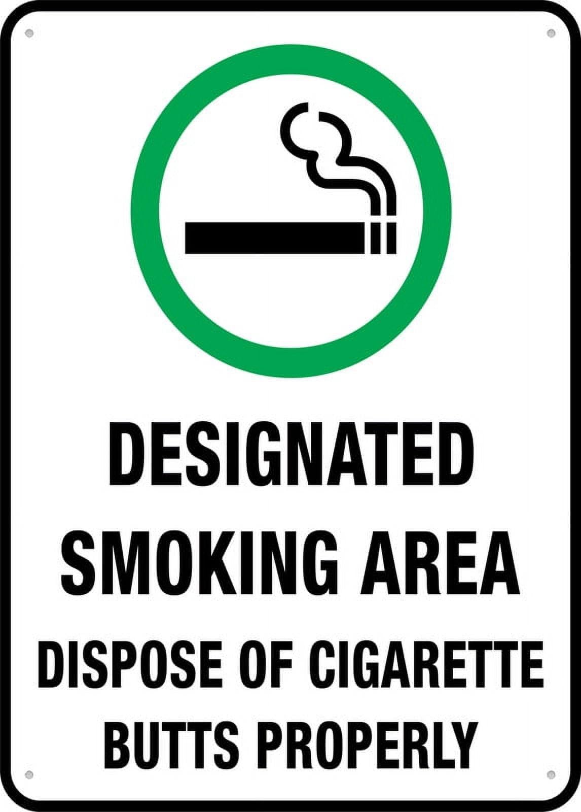 Designated Smoking Area Outdoor Sign - UV Printed Rust-Free Aluminum 12"x8" Yard Alert for Home, Business, Driveway