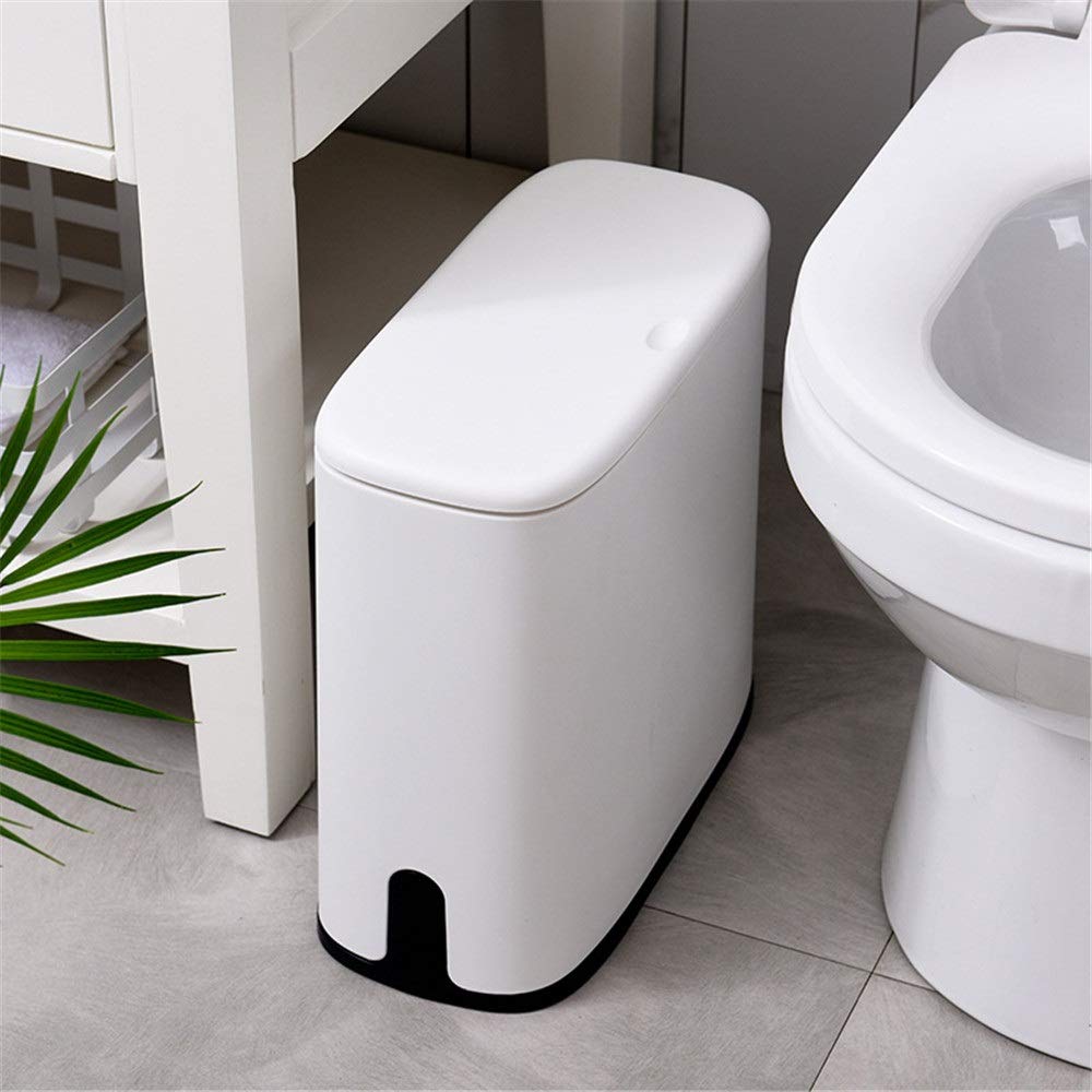 Poubelle 10L Avec Couvercle à Pression - Pour Salle De Bain, Bureau, Chambre - Compacte Et Facile à Nettoyer (32x32x15cm)