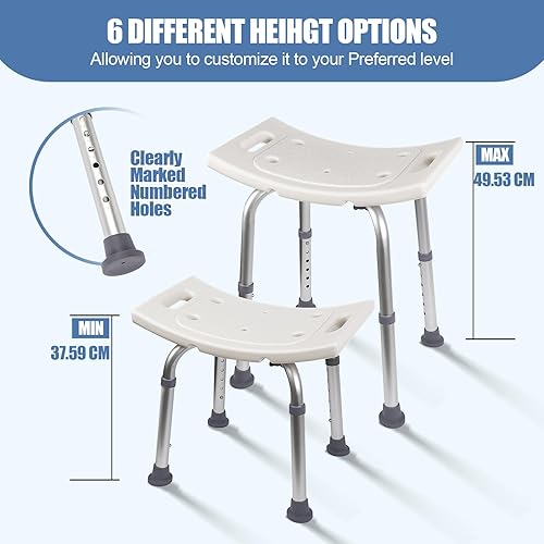 Miniatura 2 de Silla de ducha, banco de ducha antideslizante ajustable con pies de succión, asiento de ducha para ducha interior o bañera, taburete de baño médico