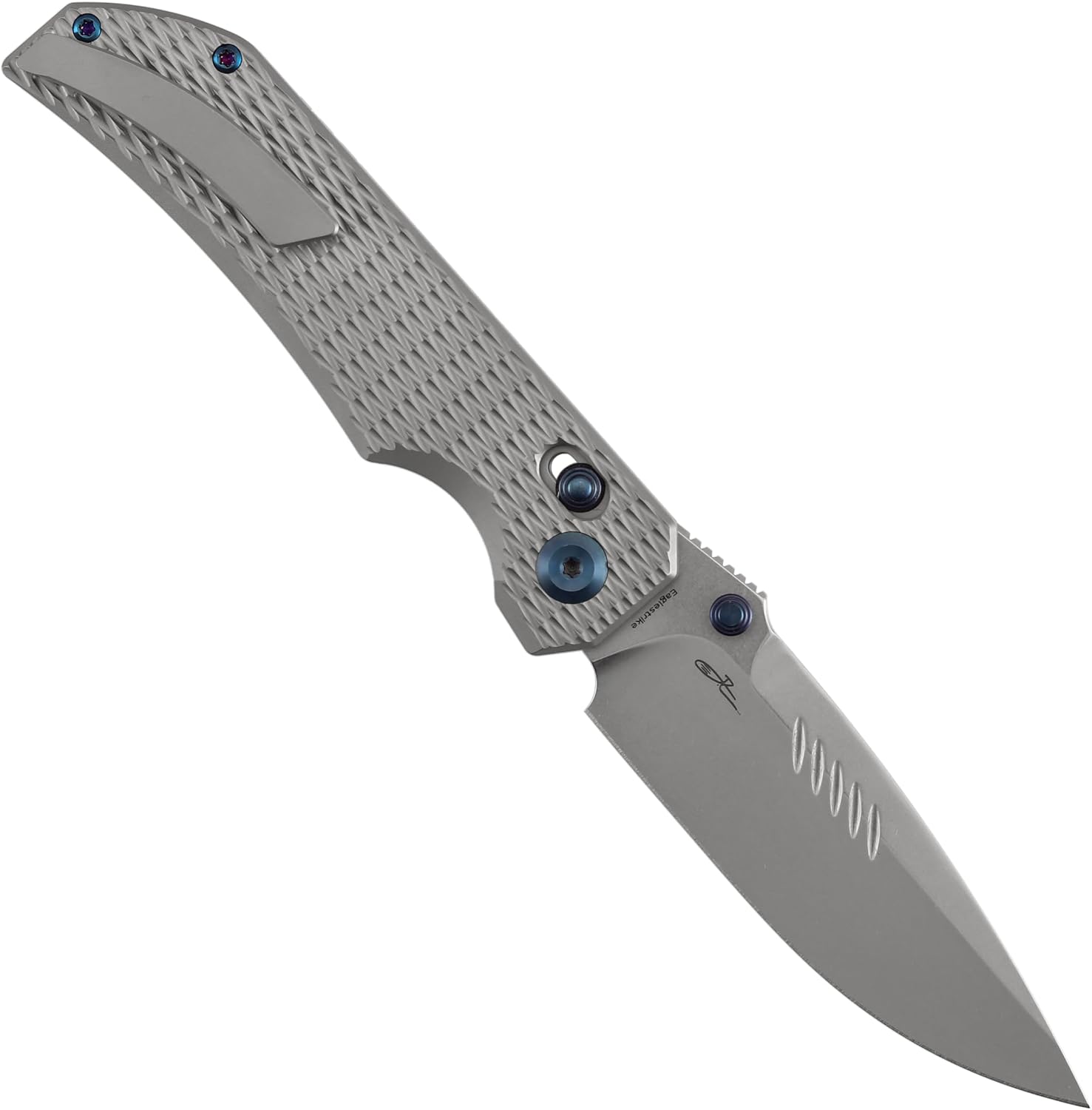 KANSEPT Eaglestrike Pocket Knife, 3.73" Stonewashed CPM S35VN Blade, Bead Blasted Titanium Handle with Diamond Pattern and Thumb Stud, Lock for EDC, Camping Hiking Survival, Gifts for Men K1095V4