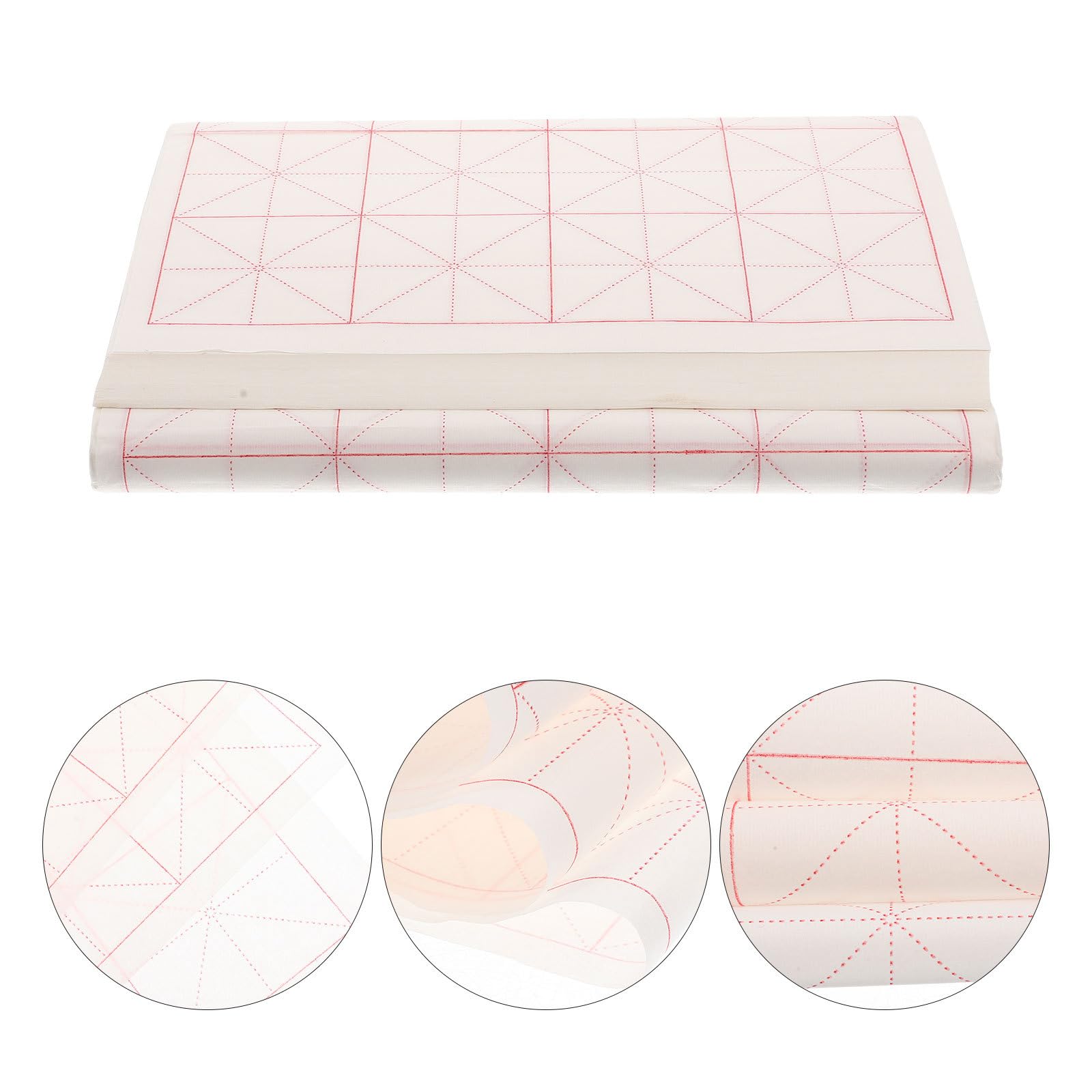 MUELODSIC Papel de Arroz Profesional para Caligrafía Rejilla en Forma de Cruz, Tamaño 7.5x32 Cm, 100 Hojas Semicuradas para Escribir y Pintar, Adecuado para Práctica Artística y Escritura