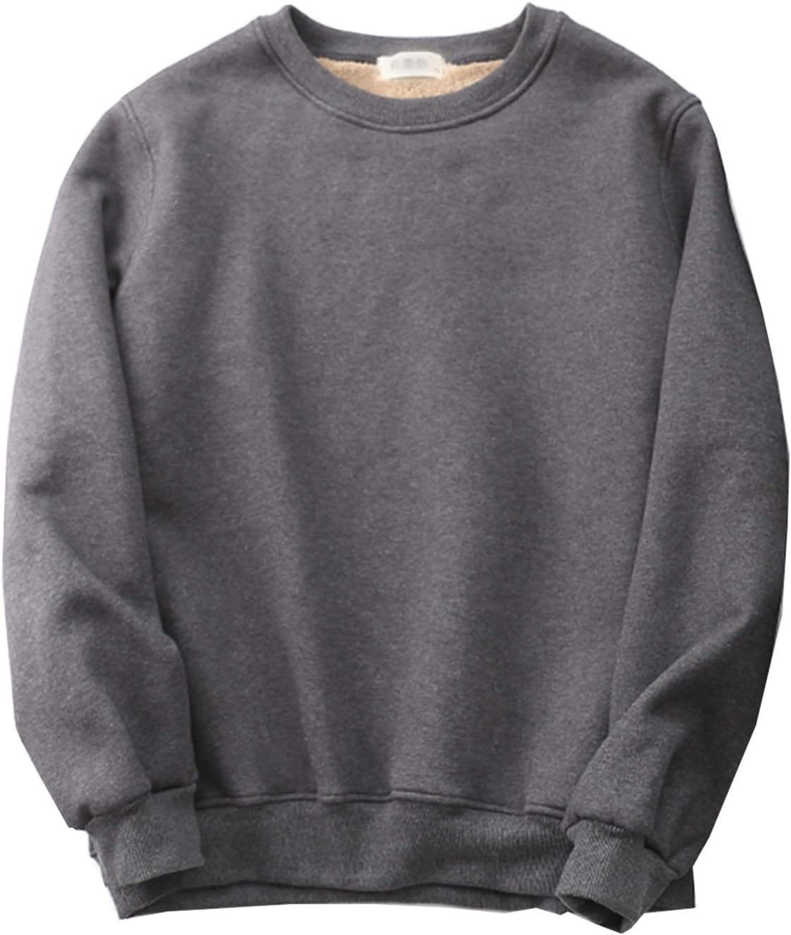 Flygo Men's Warm Crewneck Fleece Sweatshirt Sherpa Lined Pullover Tops