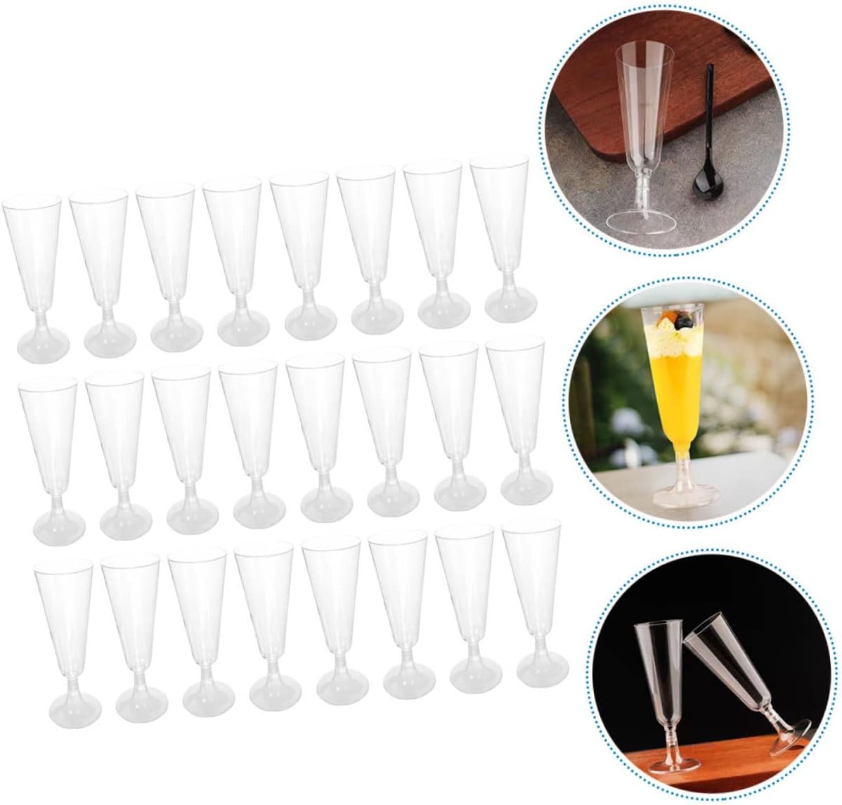40pcs Unbreakable Plastic Cocktail Goblets Stemmed Party Drinkware for Weddings Bars Restaurants Safe Smooth Surface Drinking Wine Flutes
