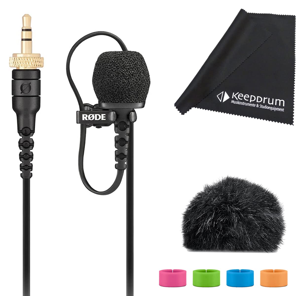Rode Lavalier II Ansteck/Lavaliermikrofon Kondensator Mikrofon-Set + keepdrum Mikrofasertuch