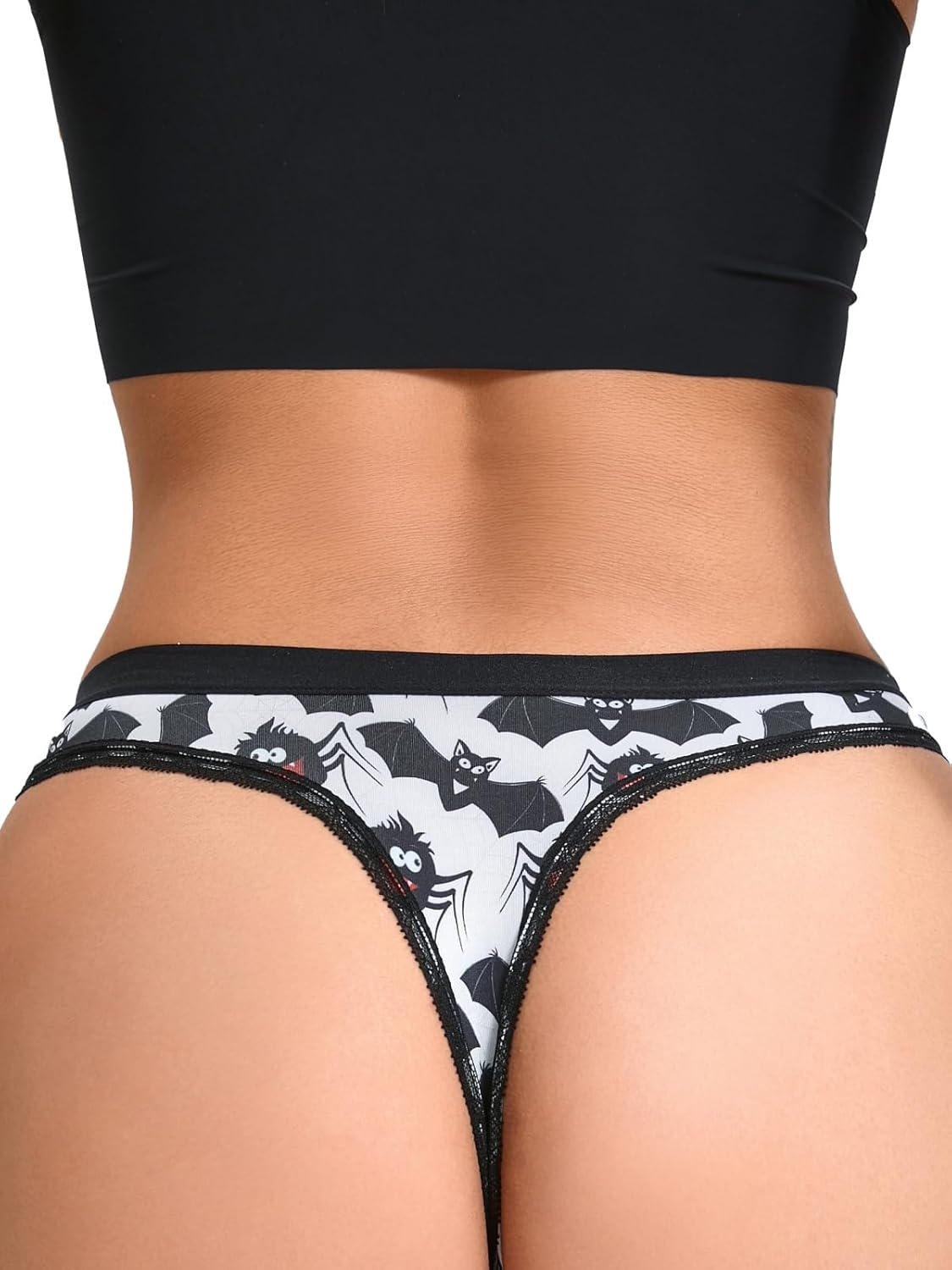Morvia Variety of Panties Thongs Sexy Cute Chic Gothic Contrast Lace Halloween Skulls Stars Inspired Print Random Underwear - Image 2