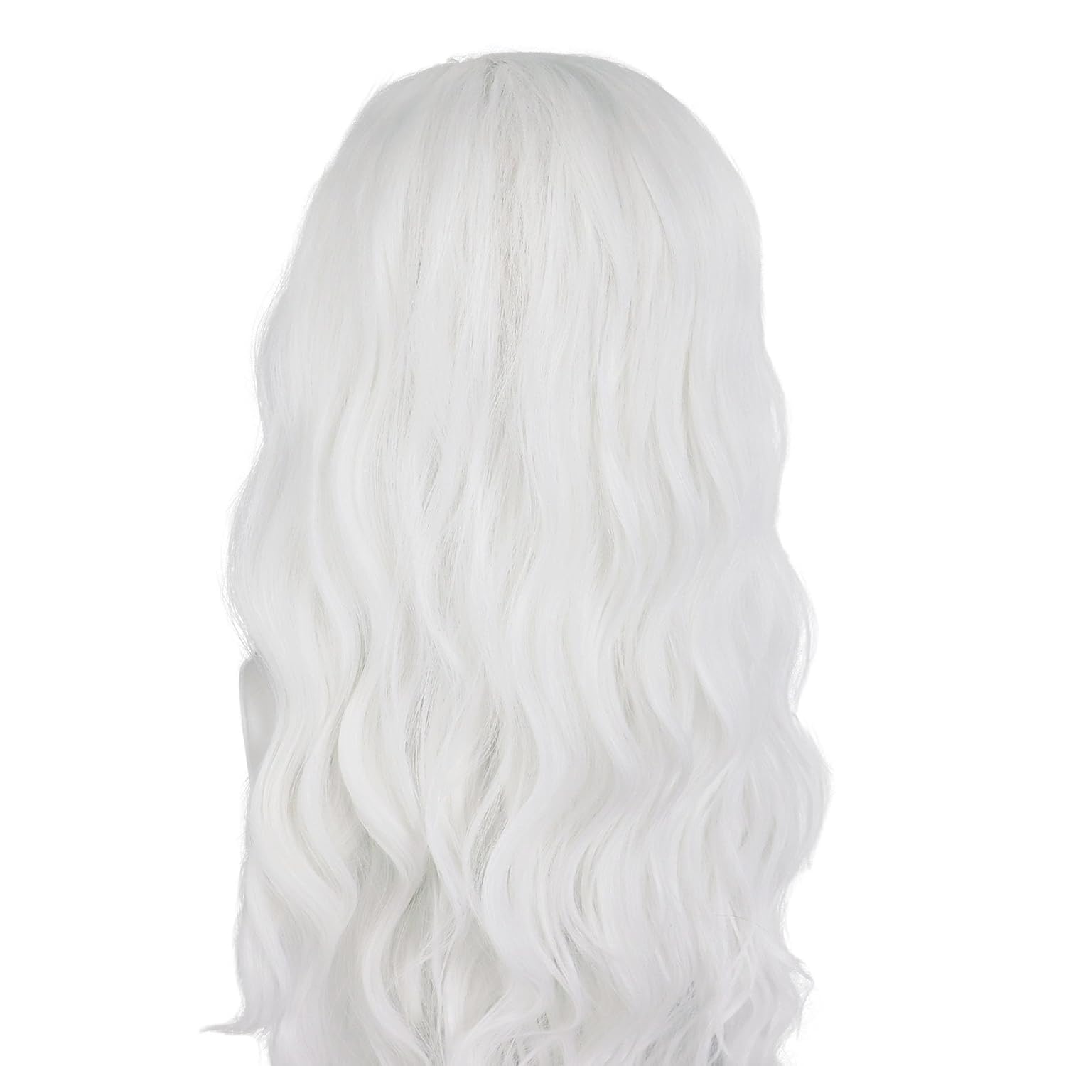 GNIMEGIL 30 Inch Long White Curly Wigs For Women Cosplay Wavy Heat Resistant Synthetic Fiber Middle Part Natural Silky Storm Wig For Halloween Costume