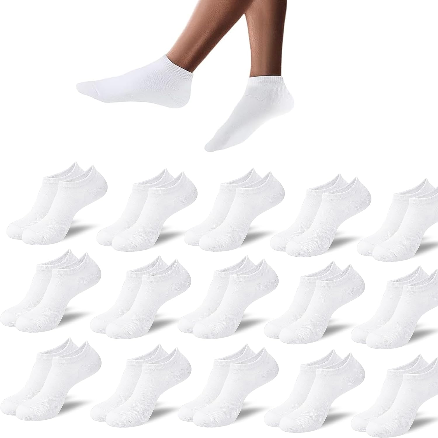 LIFE ESSENTIALS 15 Pares Calcetines Tobilleros Invisibles Transpirables Algodón Hombre Mujer