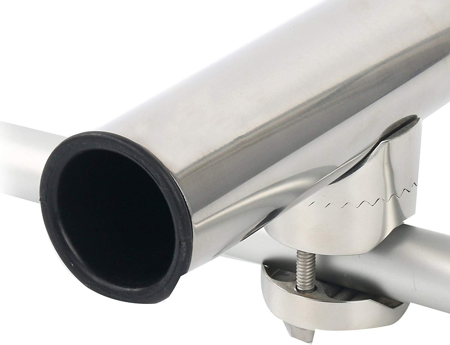 Boat Fishing Rod Holder with Clamp, Stainless Clamp on Fishing Rod Holder for Rails 1" to 1-1/4"