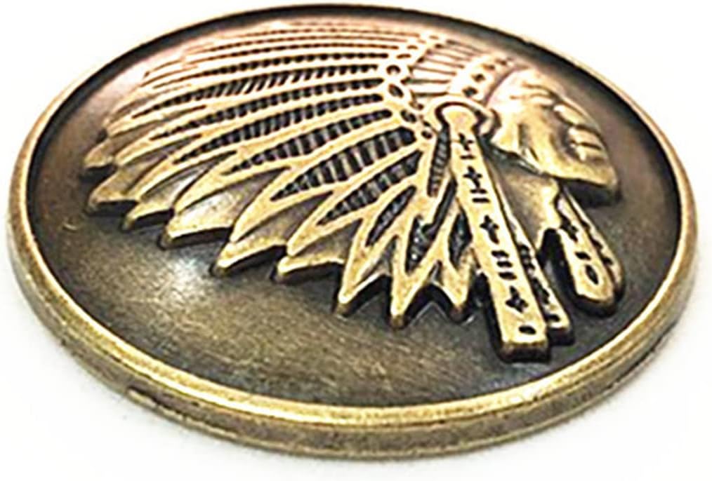 3pcs Heavy Brass Handmade DIY Southeast Tribal Indian Chief Head Leathercraft Saddles Bridle Concho for Purse Handbag Belt Screw Back (Antique Gold) - Image 4