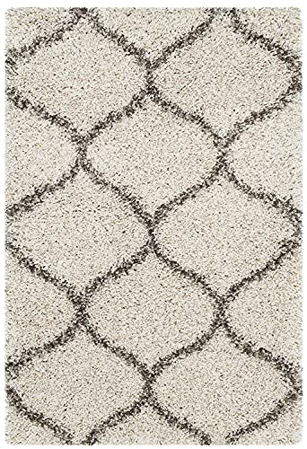 Image of Fur Shaggy Rectangular Rugs And Carpets, Modern Plush Area Rug For Bedroom Living Room Floor Mat Bedside Home Decor Carpet (8X11 Feet, Ivory|Grey)