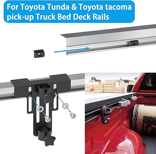 Miniatura 5 de Soporte para mástil de bandera de camión de remolque en la cama, soporte de bandera sin perforaciones para camioneta con riel de cama o sin riel de