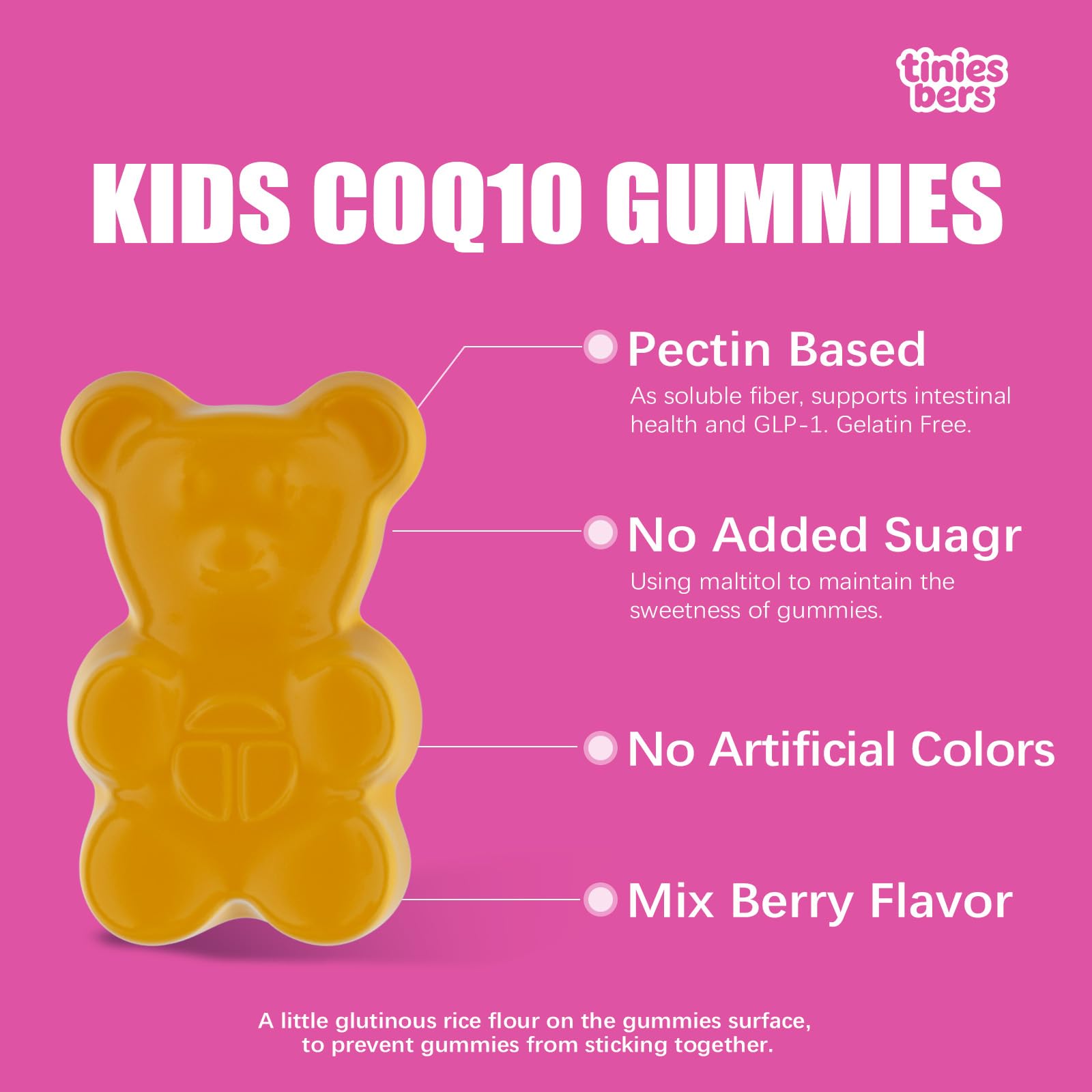 Tinies bers Coq10 Gummies for Kids, 100mg Ubiquinone with Multivitamins, Methyl Vitamin B12, Support Energy Production, Heart Health, Antioxidant, Daily Support, Vegan, Sugar Free, Pectin, Berry, 90 — Amazon image 6