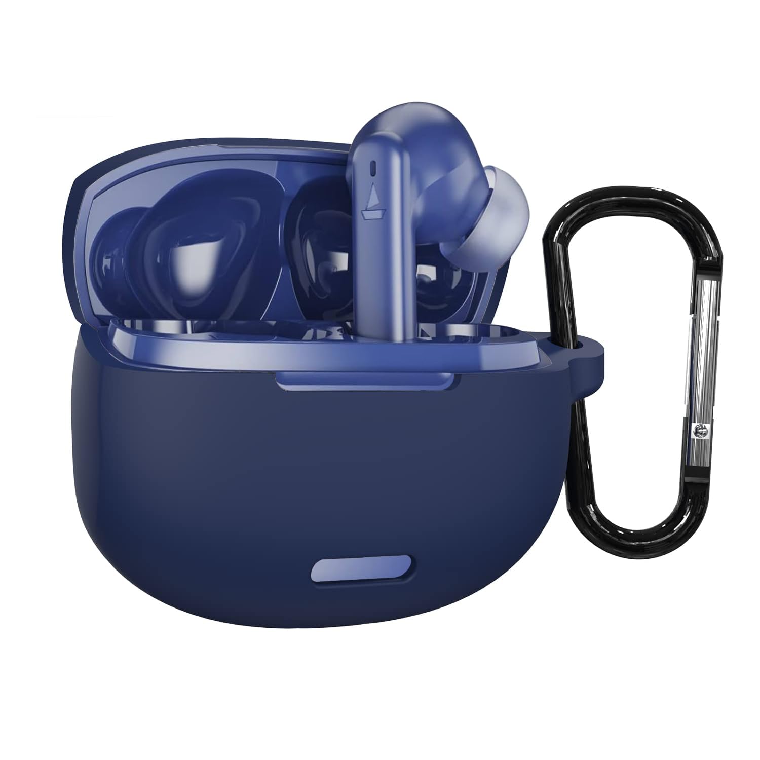 Sounce Earphone Case Cover Compatible for Boat Airdopes 170, Soft Silicone Skin Case Cover Shock-Absorbing Protective Case with Keychain [Front LED Visible] (Blue)