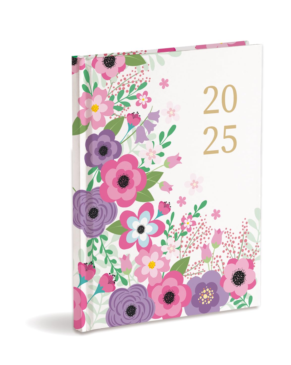 2025 January-December 2025 Hardcover Weekly Diary Organiser with Fuchsia Flowers