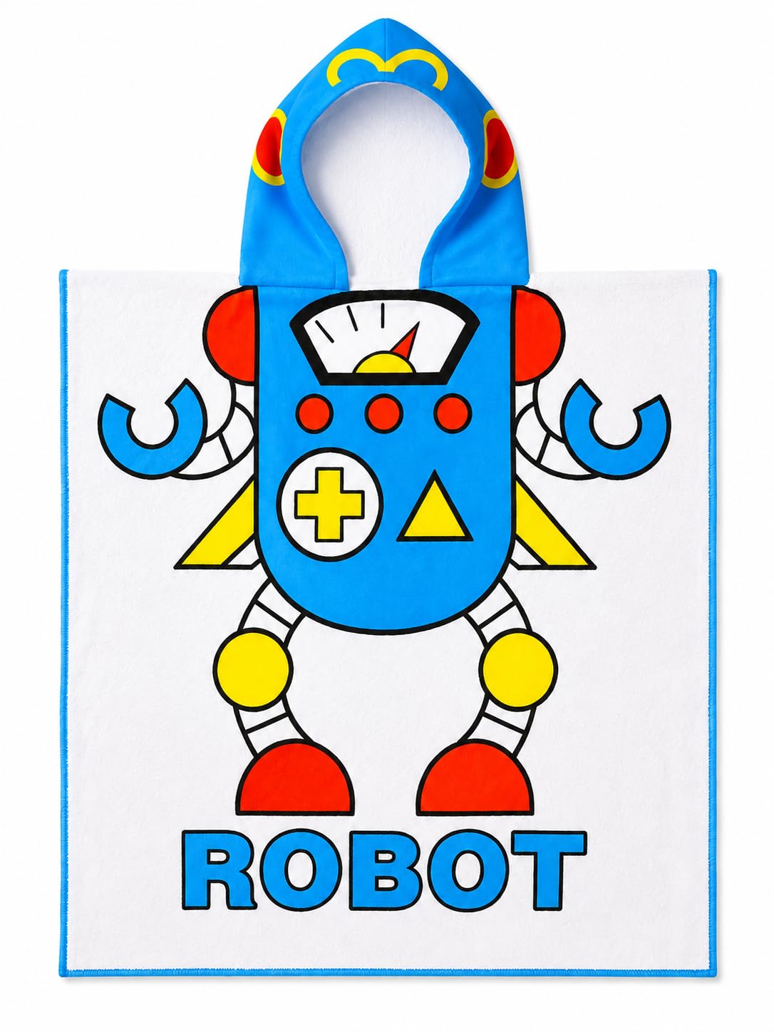 Archival Kids Hooded Microfiber Towel Poncho – Beach & Bath Towels Ultra-Absorbent Swim Towel with Fun Cartoon Prints Lightweight & Lightweight & Sand-Repellent (Robot, 60 X 120 cms)
