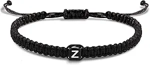 Initial Bracelets for Women Men Gifts for Her Teen Girl Best Friend Birthday Graduation Dainty Braided Bracelets Letter A-Z Charm Adjustable Link Mother's Day Jewelry Mom Christmas Gifts Valentine's Day Jewelry