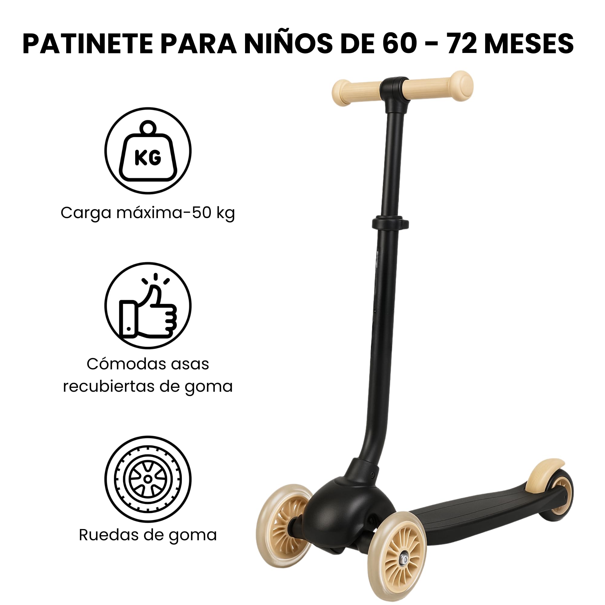 Qplay SEMA Patinete 3 en 1 para Niños, Correpasillos y Patinete Evolutivo, Modo Empuje Parental, Manillar Ajustable, Ruedas de Goma Sin Pinchazos, Freno Trasero, 36-72 Meses