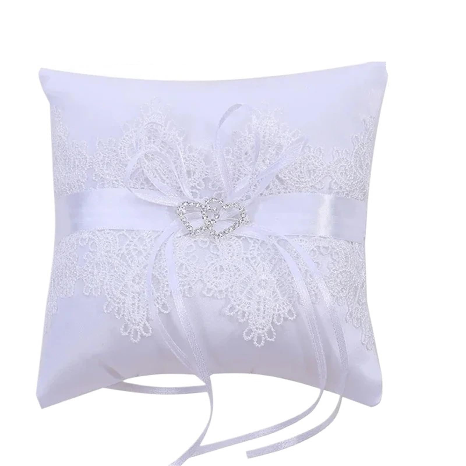 CGRSDSD Ring Bearer Pillow 20x20cm White Lace Wedding Ring Pillow Romantic Ring Pillow Bridal Ring Bearer Pillow Cushions(15x15cm)