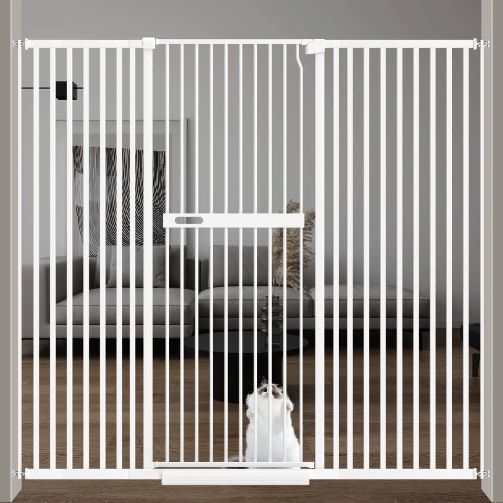 Photo 1 of AiWMGL 71" Extra Tall 29.92-61.42" Wide Cat Pet Gate for Doorways Indoor Proof?Dog Puppy Safety Baby Gate for Cat Pet, Pressure Mounted No Drill Walk Through Black Metal