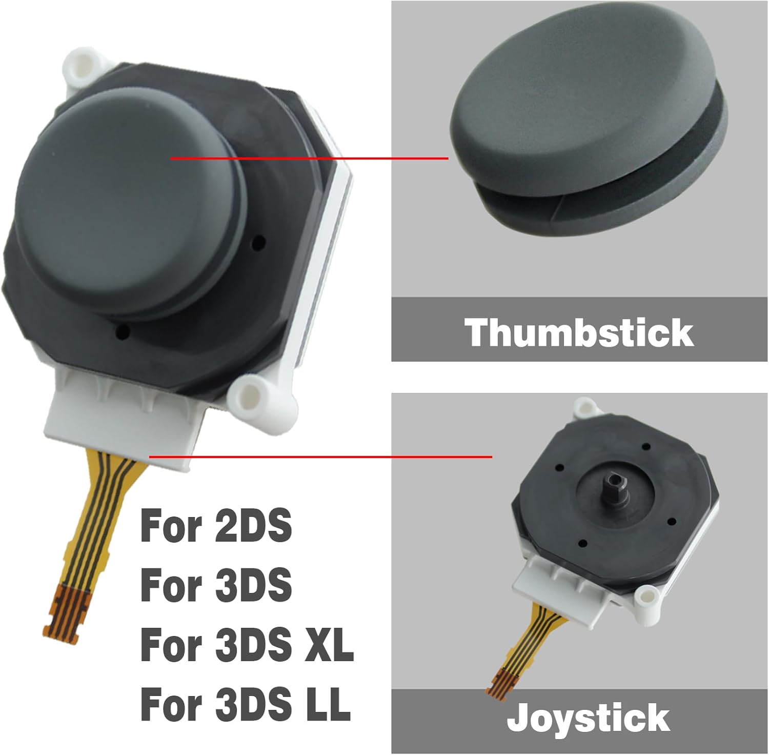3D Joysticks Button Replacement Kits with Thumb Stick Circle Pad Cap for Nintendo 2DS 3DS 3DS XL Replacement Accessories Parts with Repair Tools