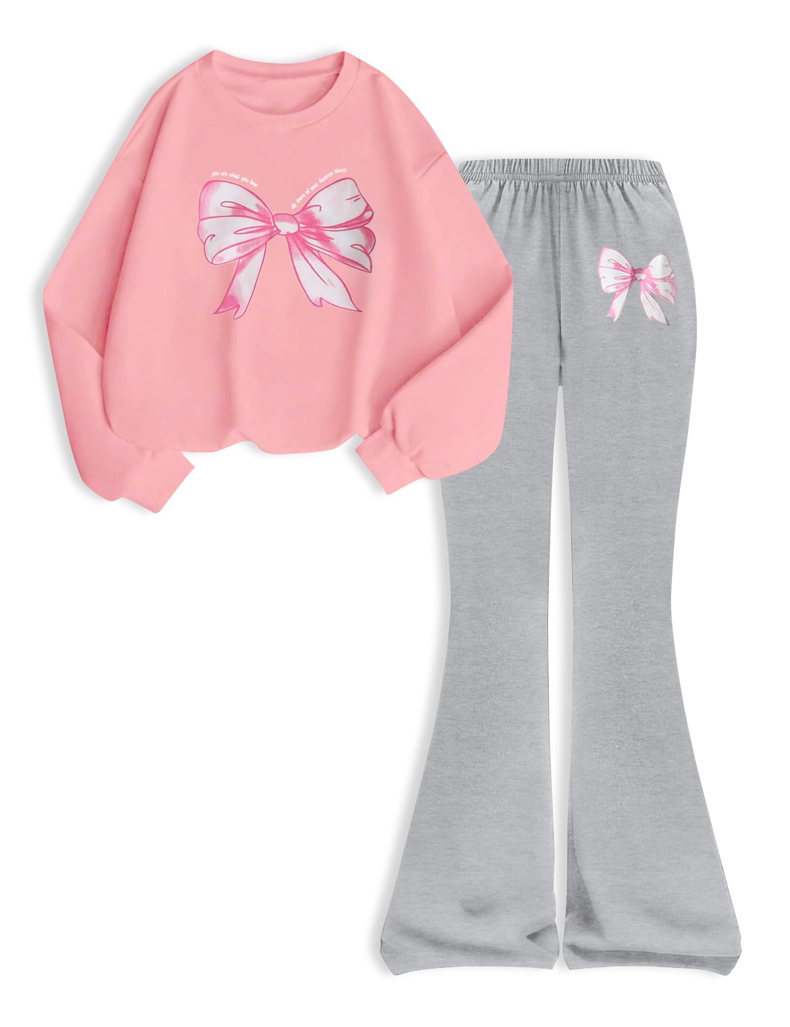 HSOXLQF Cute Butterfly Sweatshirt & Flare Leg Pants Toddler/Kid Outfit Set