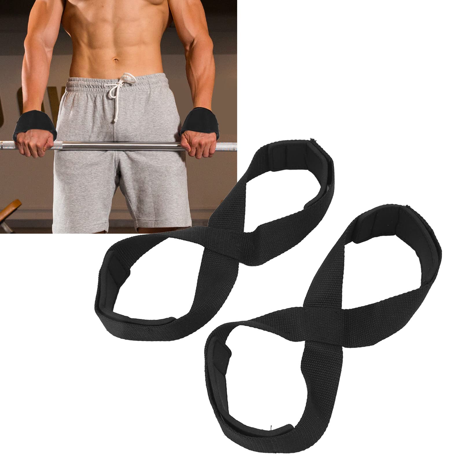 Sangles De Levage Figure 8 Pour Poignets - Nylon Et Caoutchouc Antidérapant - Tailles S (23cm) Et M (26cm) - Musculation, Tractions, Deadlift