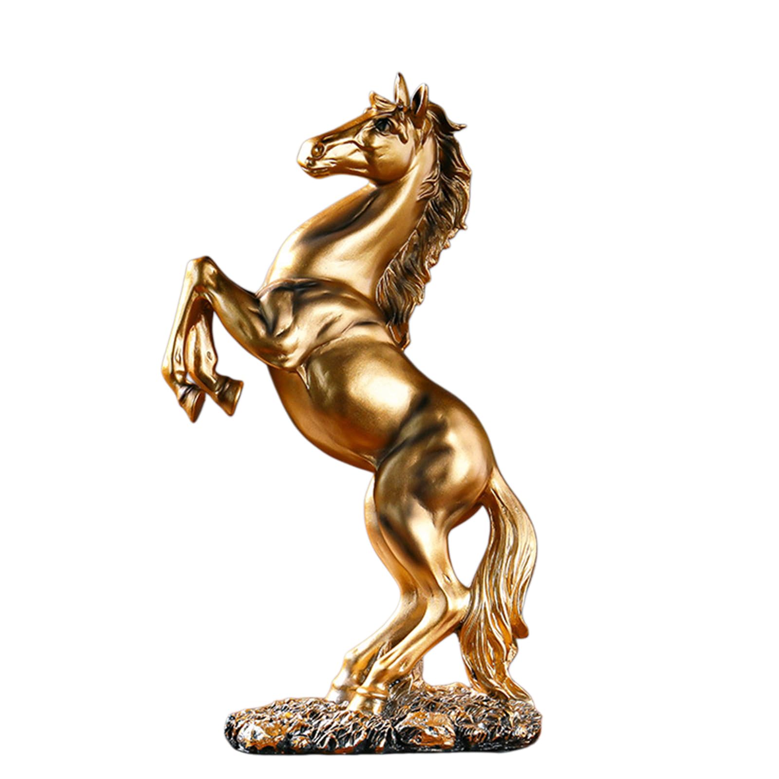 YXCQHZM Horse Resin Figurine Modern Sculpture for Desk Decor Statue, Wine Rack, Office Desk Ornament (gold)