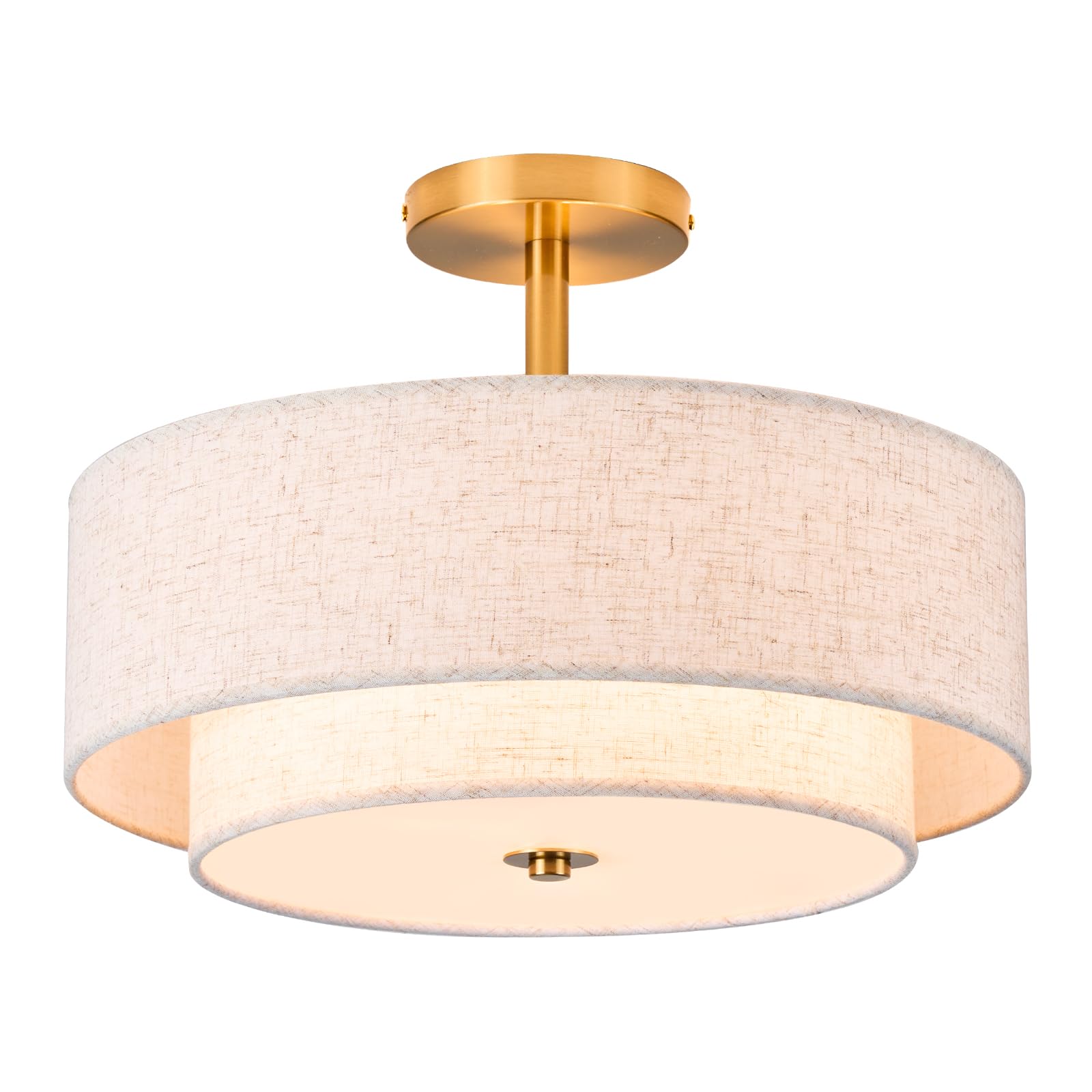 Photo 1 of puncoll 3-Light 16 Inch Drum Semi Flush Mount Ceiling Light for Bedroom