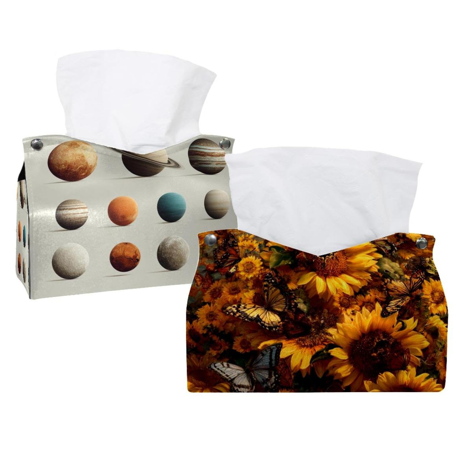 Boîte à mouchoirs tournesols double avec ouverture facile pour commodes