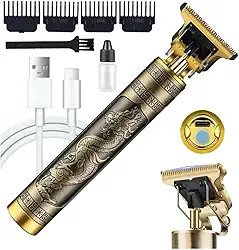 Máquina Corte Profissional Dragão Maquininha Acabamento Sem Fio Recarregável USB Cabelo Barba Pezinho Íntimas 4 Pentes Com Limitador de Lamina Ajustável Kit Premium