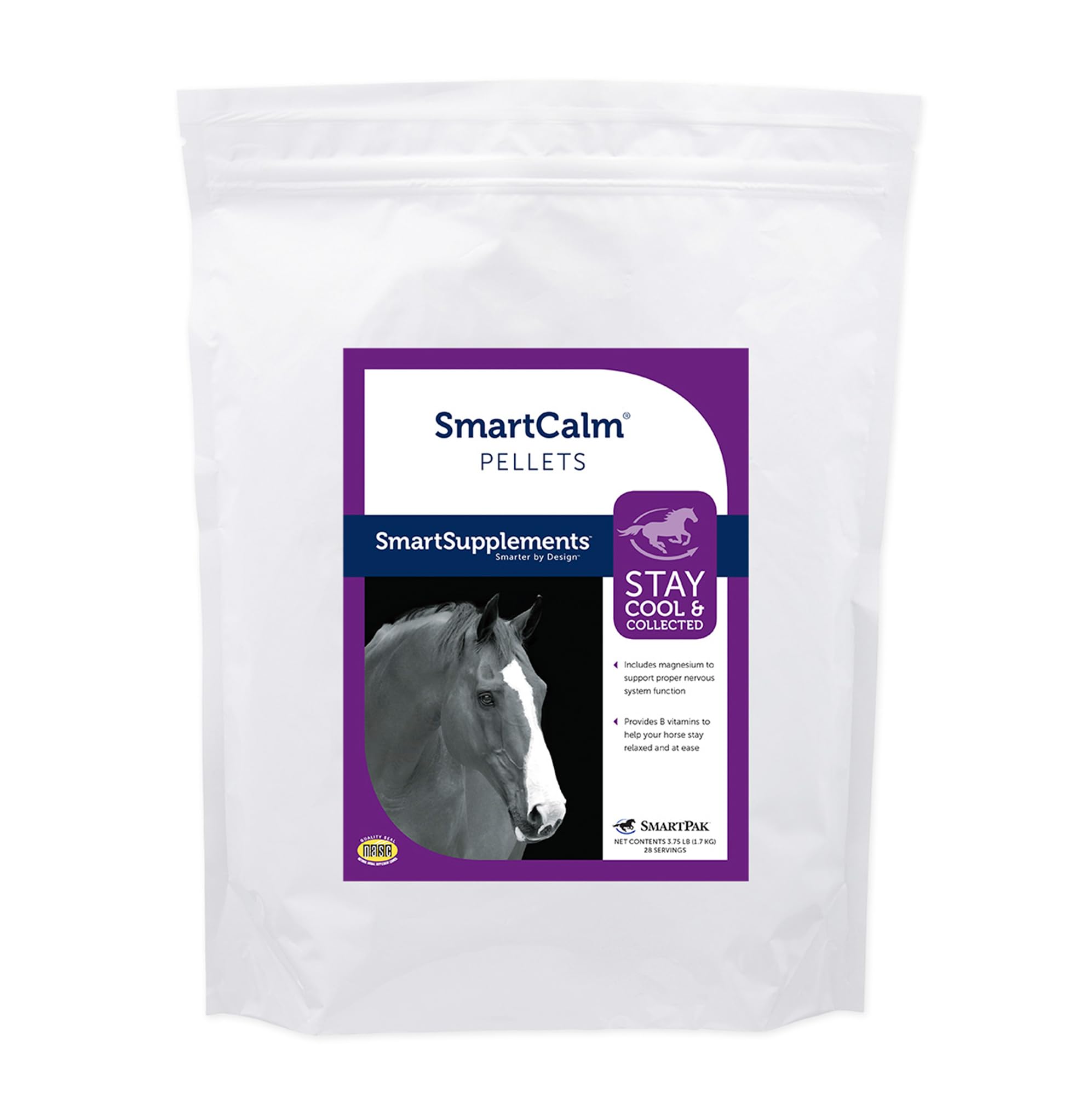 SmartCalm Pellets Horse Calming Supplement | No Added Sugar or Herbs | Equine Supplement | 56 Servings | 7.5 lb Bag