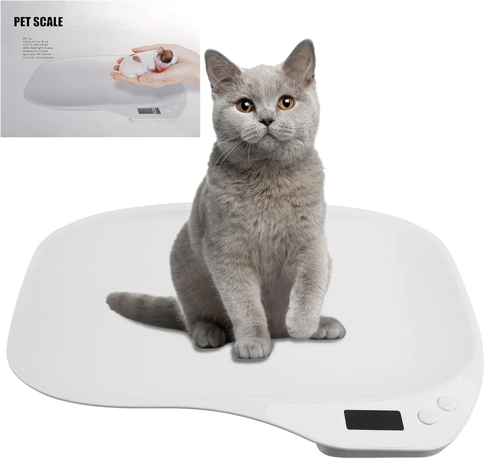 Balance pour Animaux, 15 Kg (± 1 G) Balance Numérique pour Animaux, Pèse-Personne Numérique, Mini Balance Numériques, Balance pour Chat, Balance pour Chien, pour Chaton, Chiot, Hamster