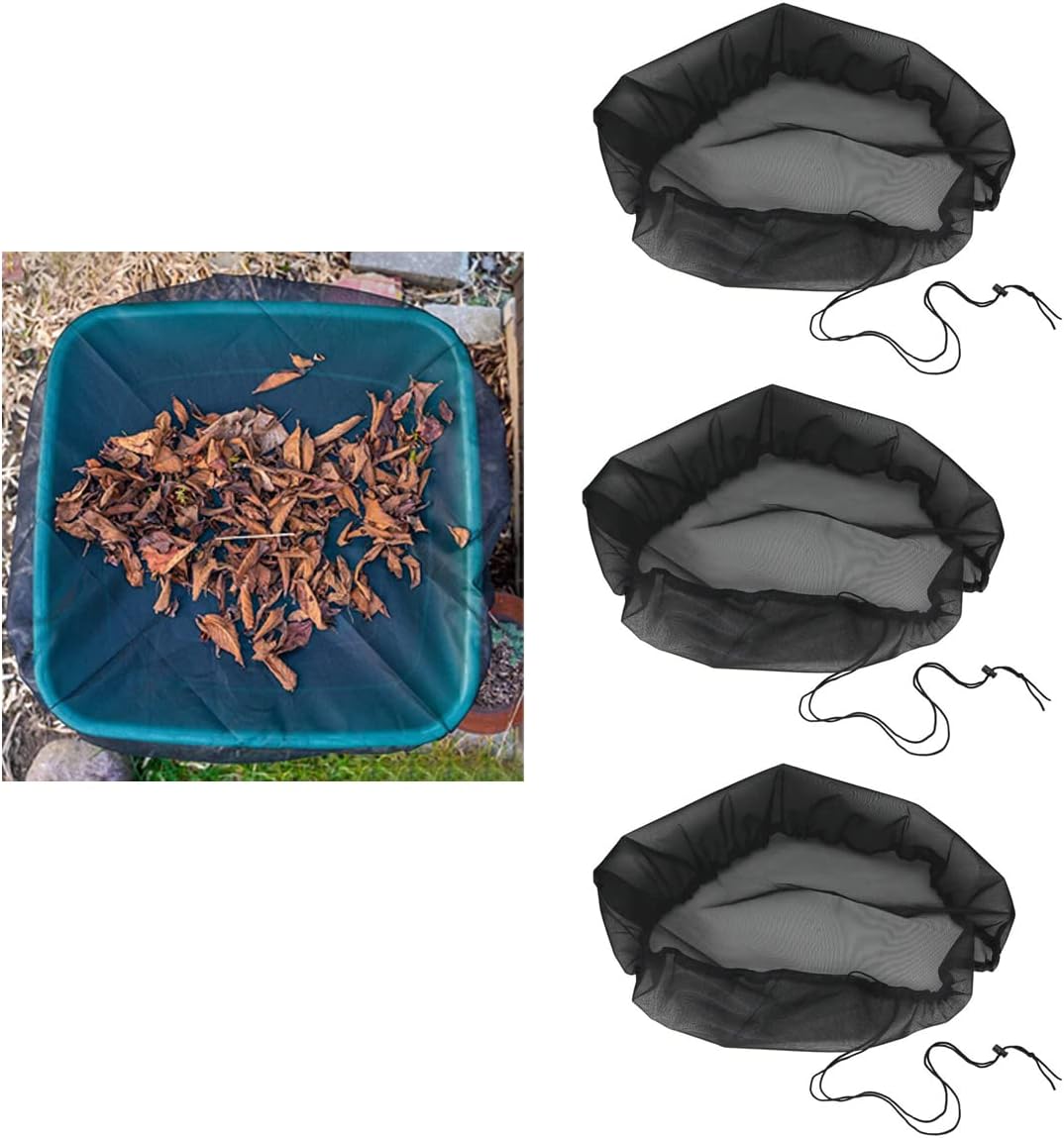 3PCS Rain Butt Net Cover for Rain Barrel Anti-falling Leaf Sieve Garden Netting Adjustable Protect Shade Sails Nets Harvesting Protect Accessories, 58-63cm