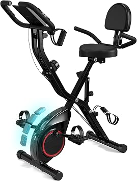 Foldable Exercise Bike Stationary Bikes for Home, 5 IN 1 Indoor Workout Bike for Seniors, with 16-Level Quiet Magnetic Resistance, 6.6 LBS Flywheel and 300LBS Capacity, 2026 Designed 817 X-bike Black